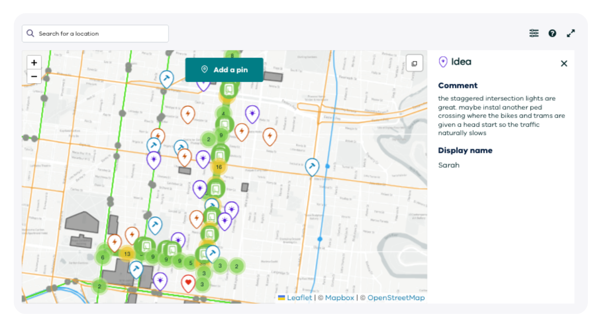 Image of the front end of a mapping tool. 