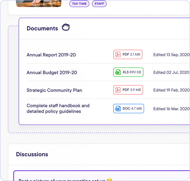 Image of District Intranet's dashboard showing drag and drop functionality