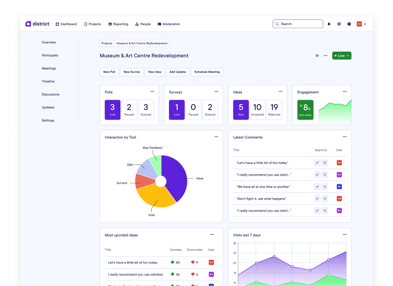 Screenshot of District Engage's administration dashboard