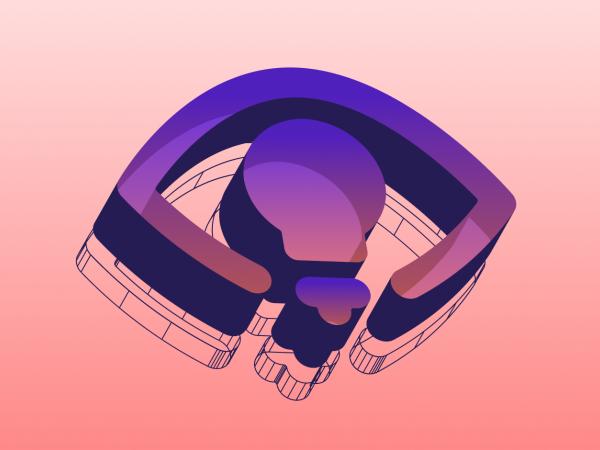 A graphic showing a isometric 3D representation of an eye